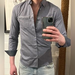 Ted Baker S NWT Navy pattern button down dress shirt